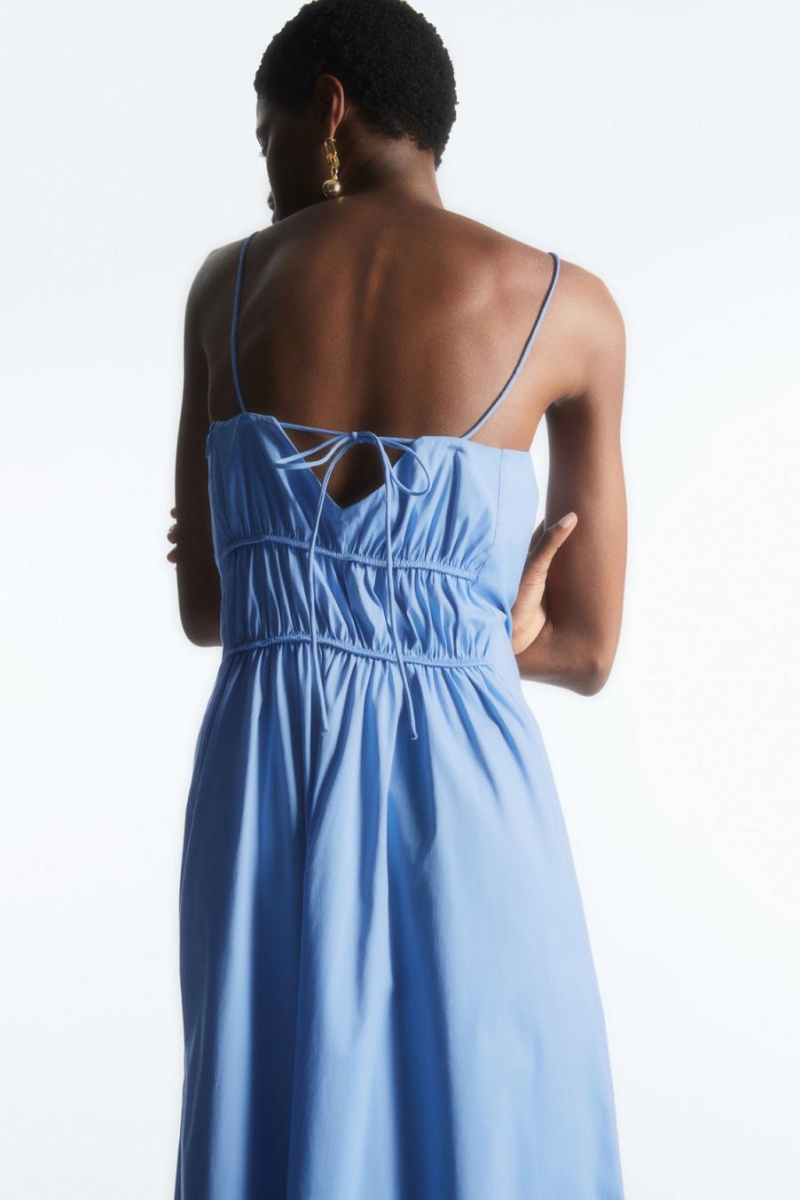 COS Gathered Bustier Midi Ruha Női Világos Kék | CBK-530182
