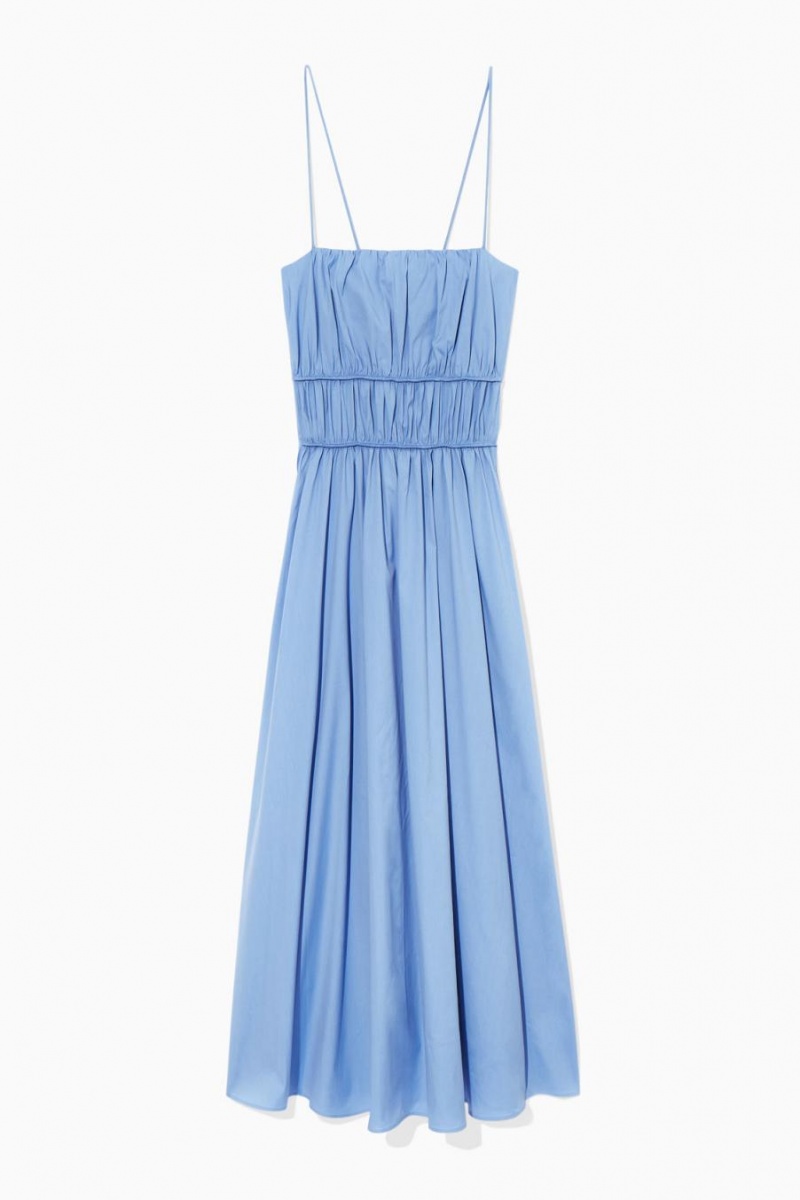 COS Gathered Bustier Midi Ruha Női Világos Kék | CBK-530182