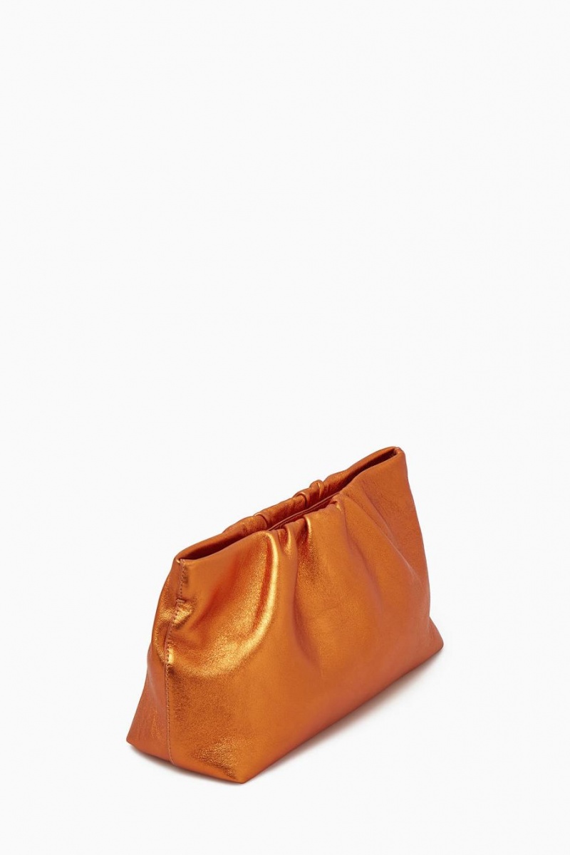 COS Gathered Clutch - Bőr Táska Női Metal Narancssárga | PAX-195248
