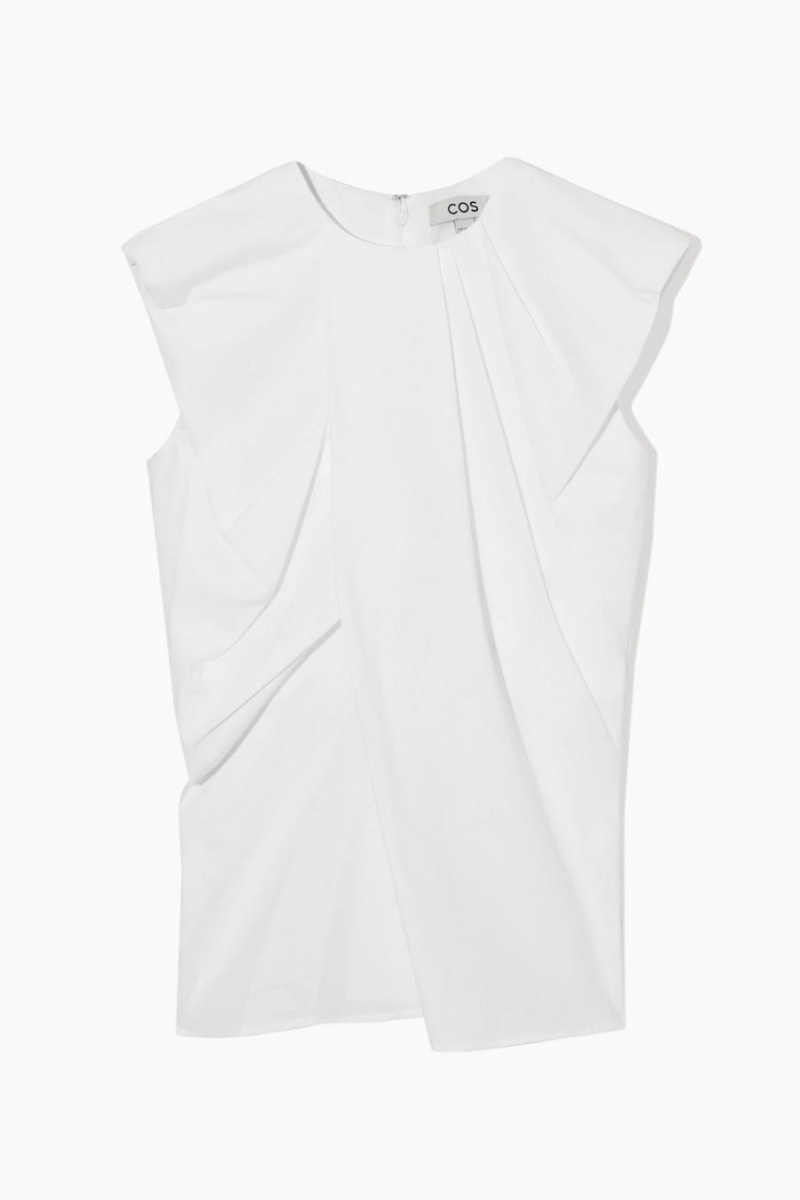 COS Gathered Draped Ujjatlan Felső Női Fehér | IMT-504193