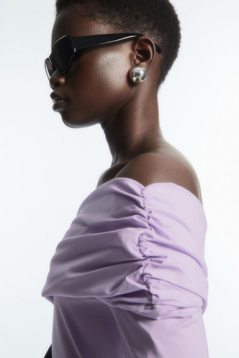 COS Gathered Off-the-shoulder Asymmetric Felső Női Világos Lila | LVH-120598