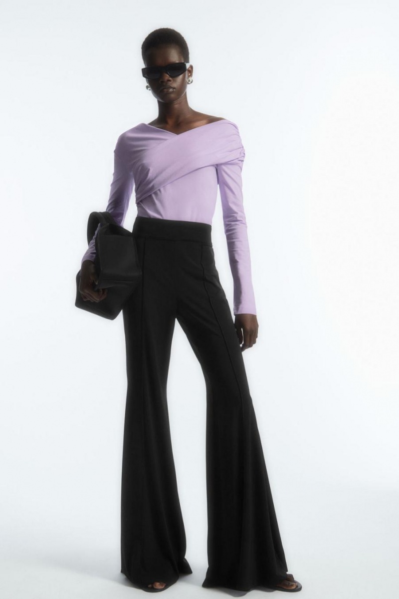 COS Gathered Off-the-shoulder Asymmetric Felső Női Világos Lila | LVH-120598