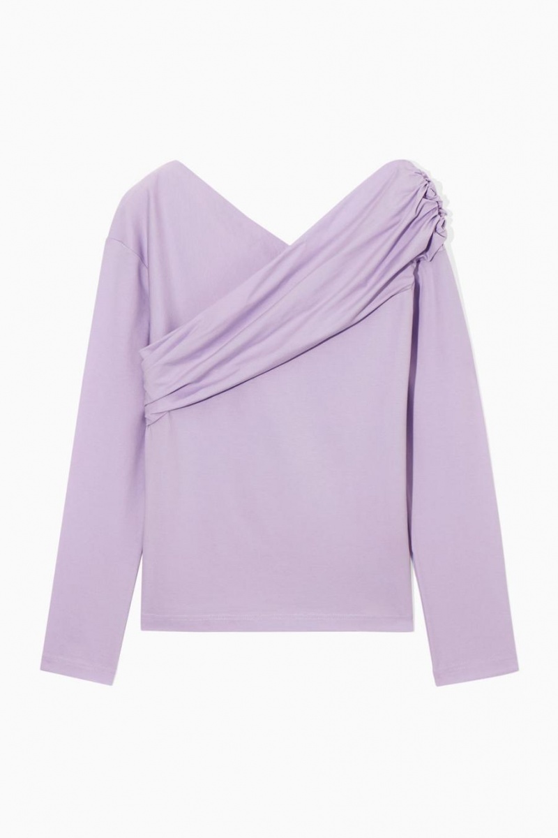 COS Gathered Off-the-shoulder Asymmetric Felső Női Világos Lila | LVH-120598