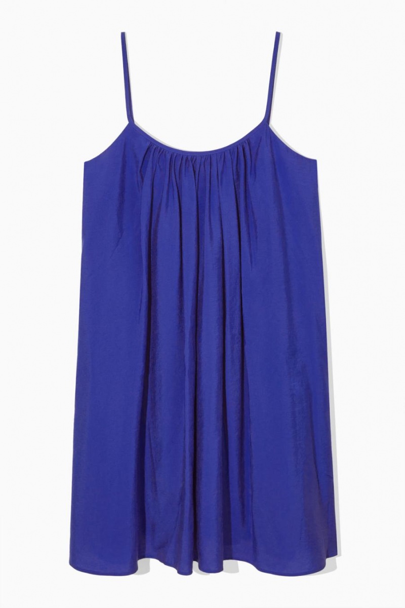 COS Gathered Pántos Mini Ruha Női Világos Kék | URW-756389