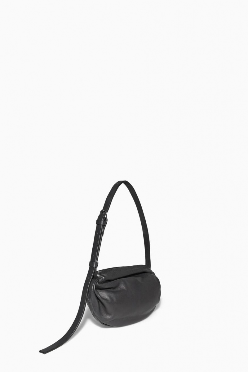 COS Gathered Shoulder - Bőr Táska Női Fekete | TFH-614980
