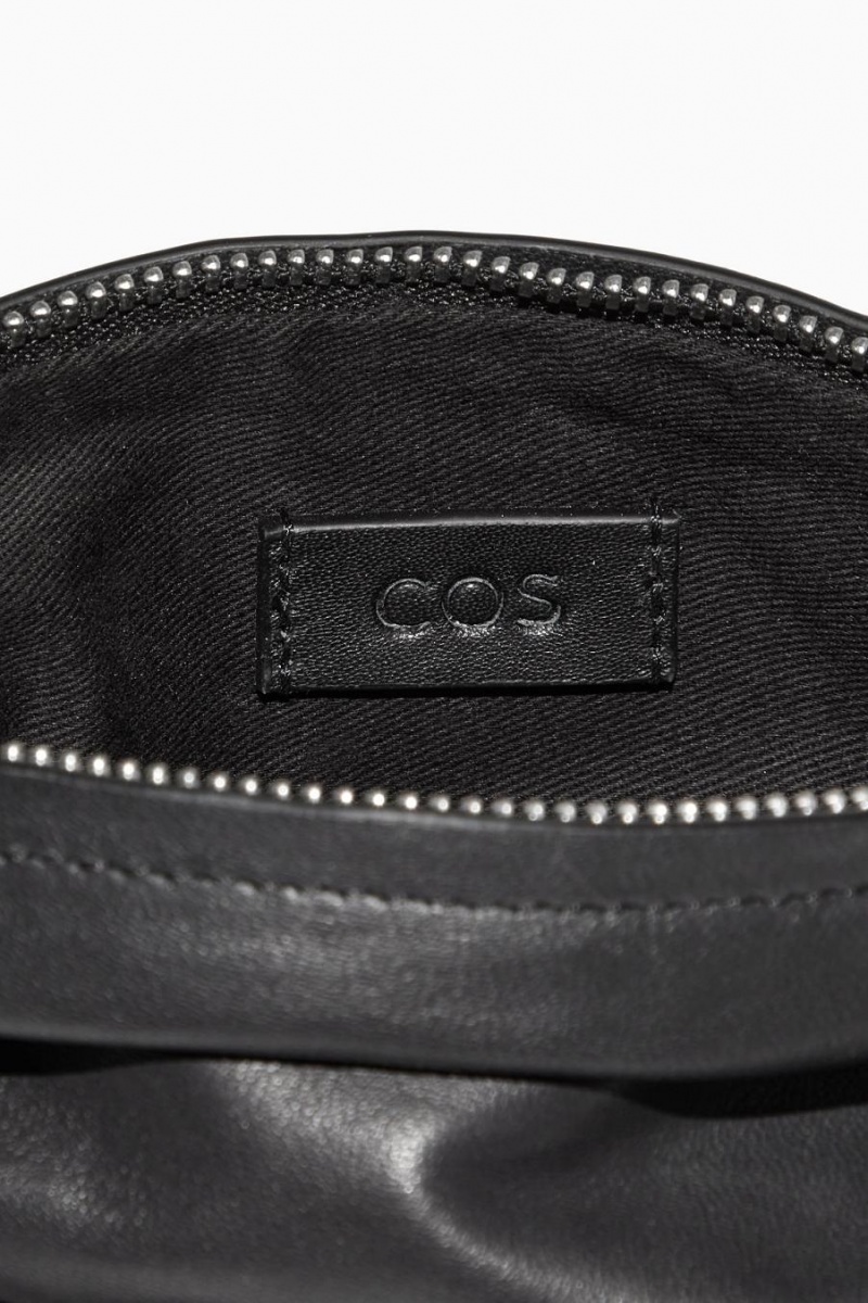 COS Gathered Shoulder - Bőr Táska Női Fekete | TFH-614980