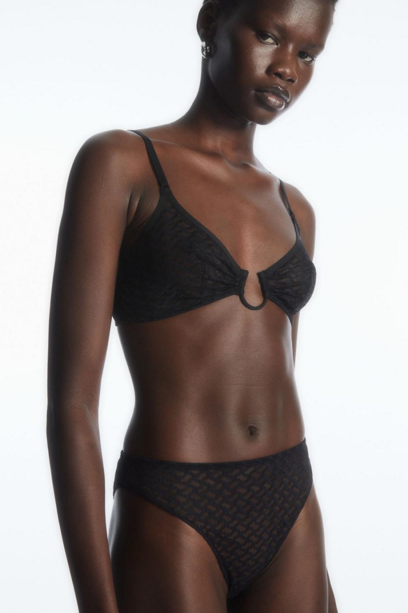 COS Geometric Mesh Rövidnadrágok Női Fekete | EZU-361427