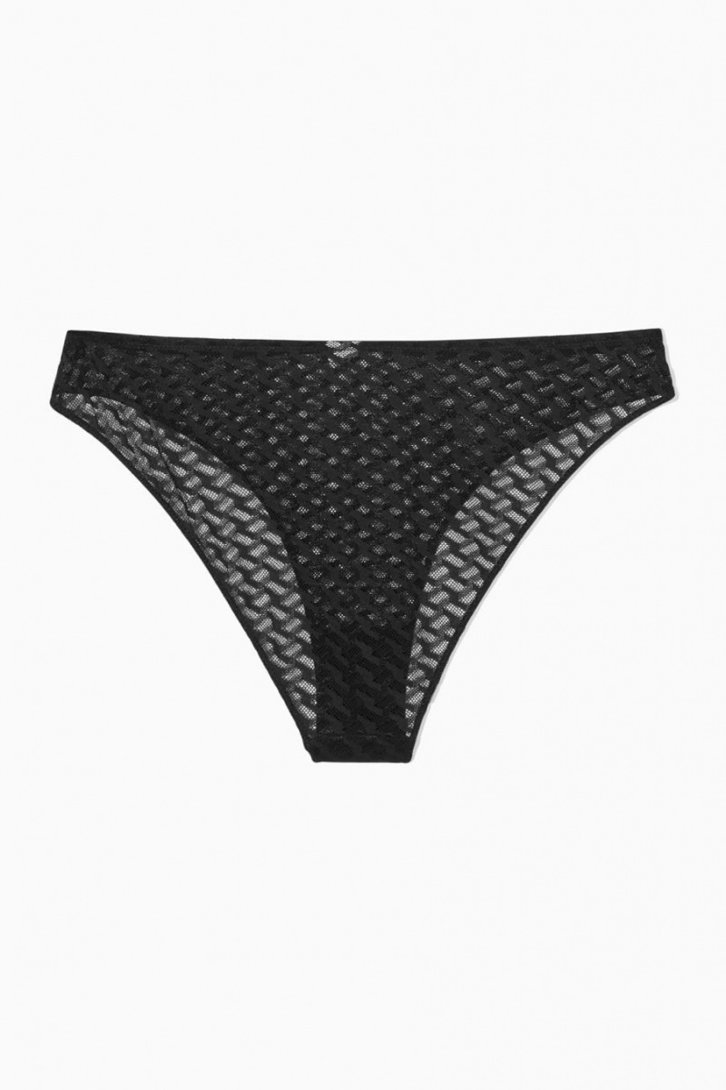 COS Geometric Mesh Rövidnadrágok Női Fekete | EZU-361427