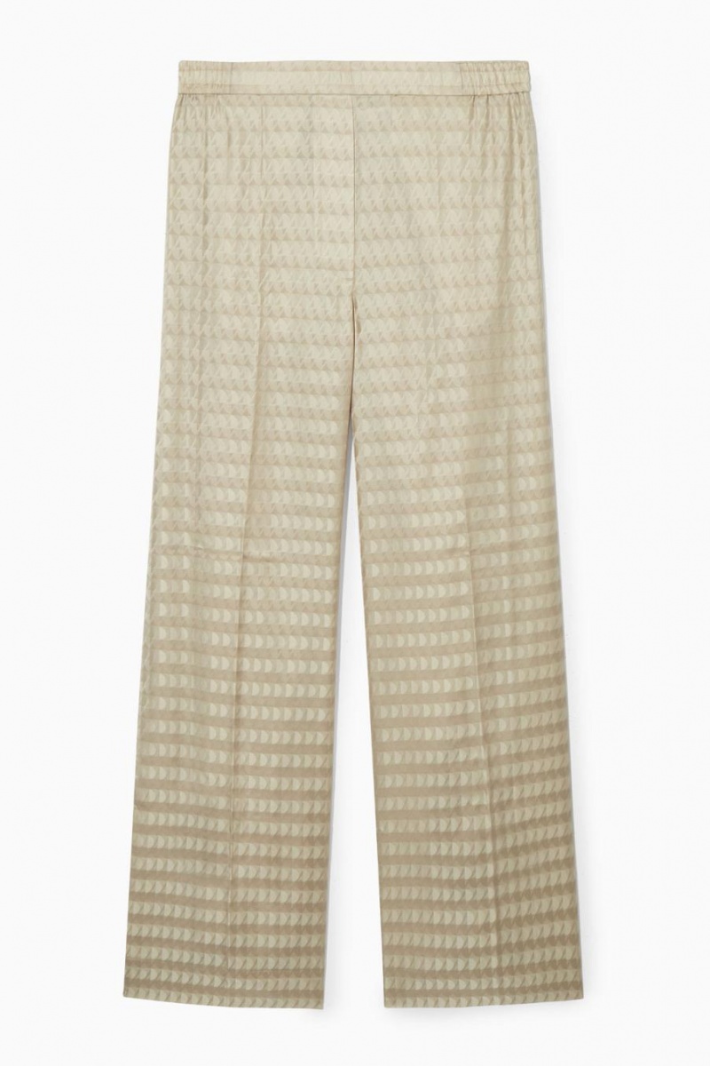 COS Geometric-jacquard Satin Nadrág Női Világos Bézs | SFZ-892634