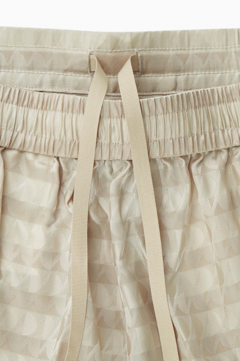 COS Geometric-jacquard Satin Nadrág Női Világos Bézs | SFZ-892634