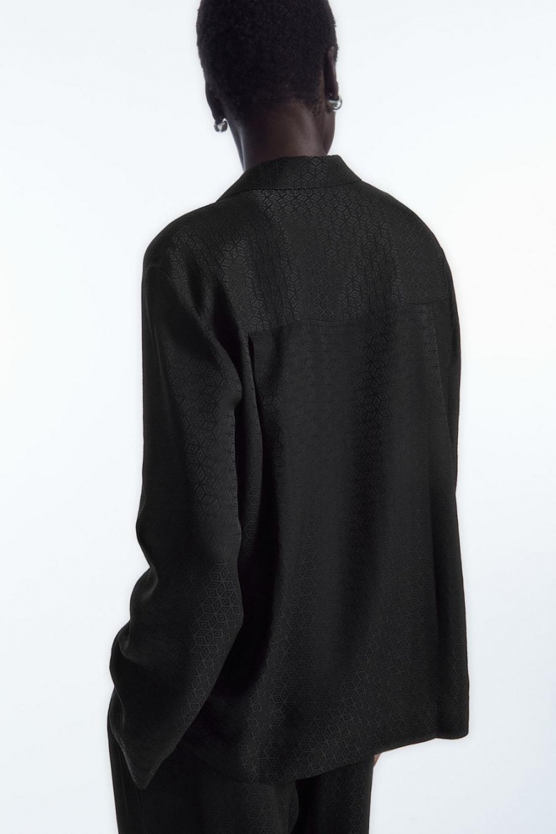COS Geometric-jacquard Silk Pizsama Női Fekete | OSA-135049
