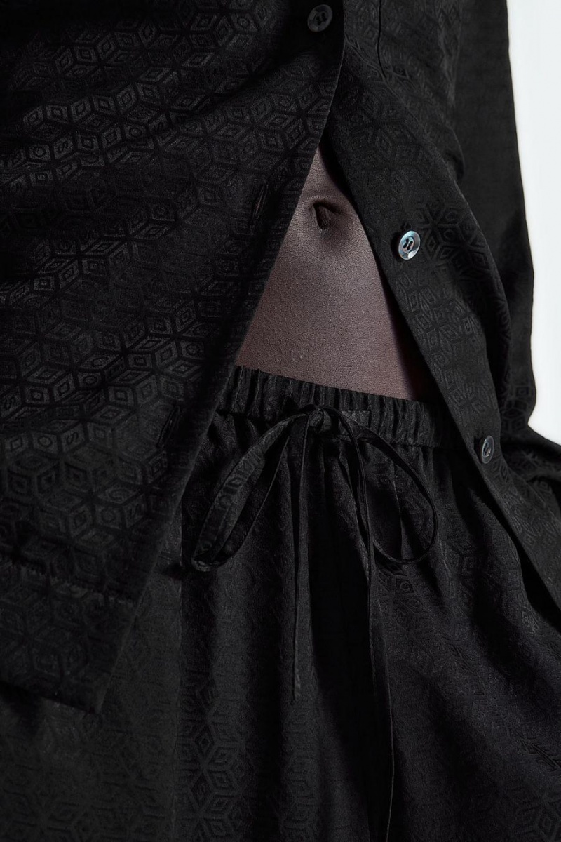 COS Geometric-jacquard Silk Pizsama Női Fekete | KFQ-047239