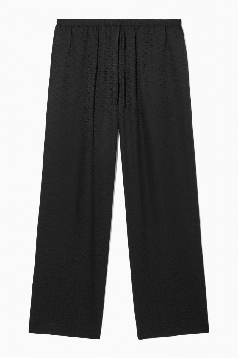 COS Geometric-jacquard Silk Pizsama Női Fekete | KFQ-047239