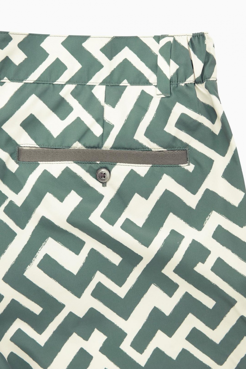 COS Geometric-print Tailored Úszóruhák Férfi Zöld Fehér | DNH-261079