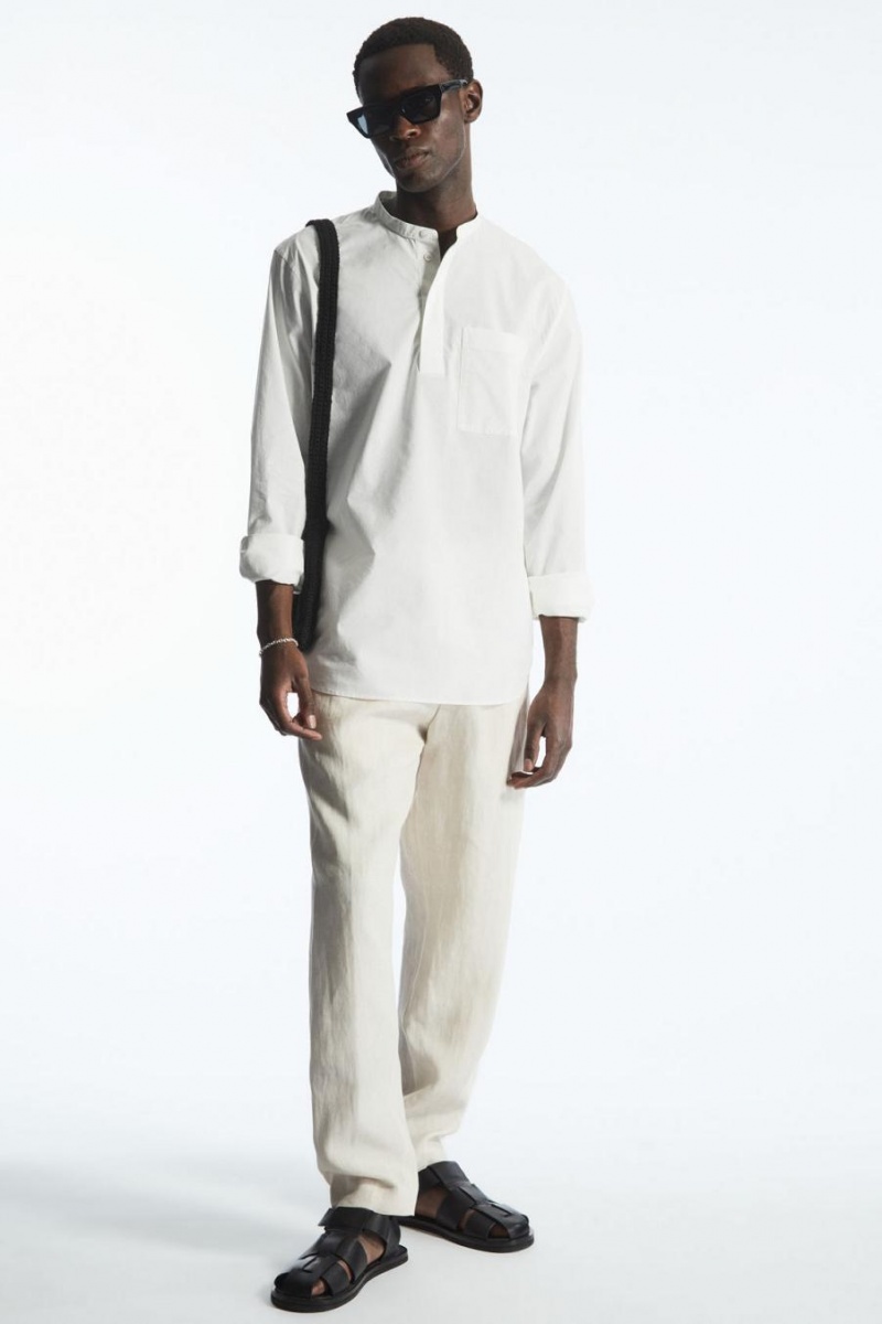 COS Grandad-collar Half-placket Ing Férfi Fehér | IXM-950263