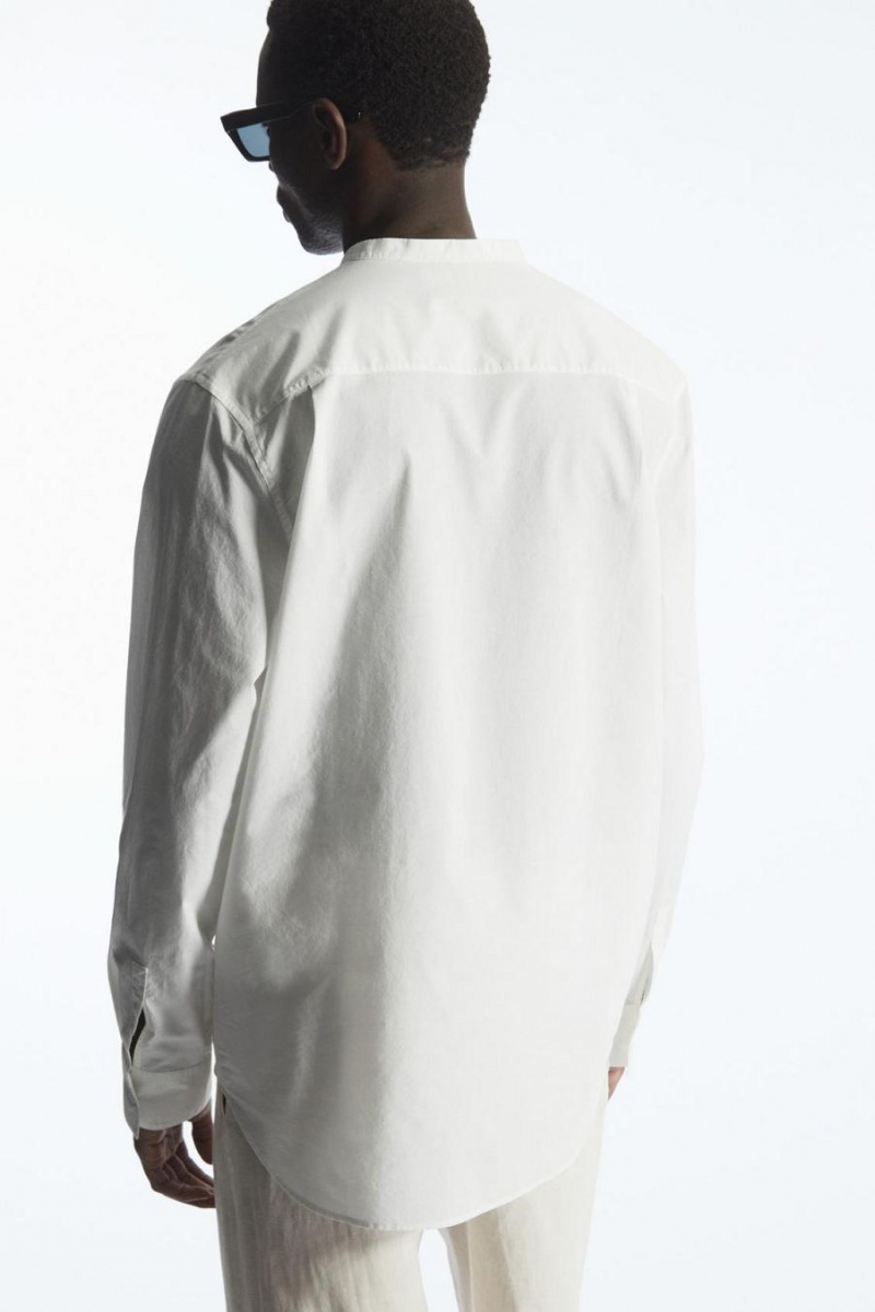 COS Grandad-collar Half-placket Ing Férfi Fehér | IXM-950263