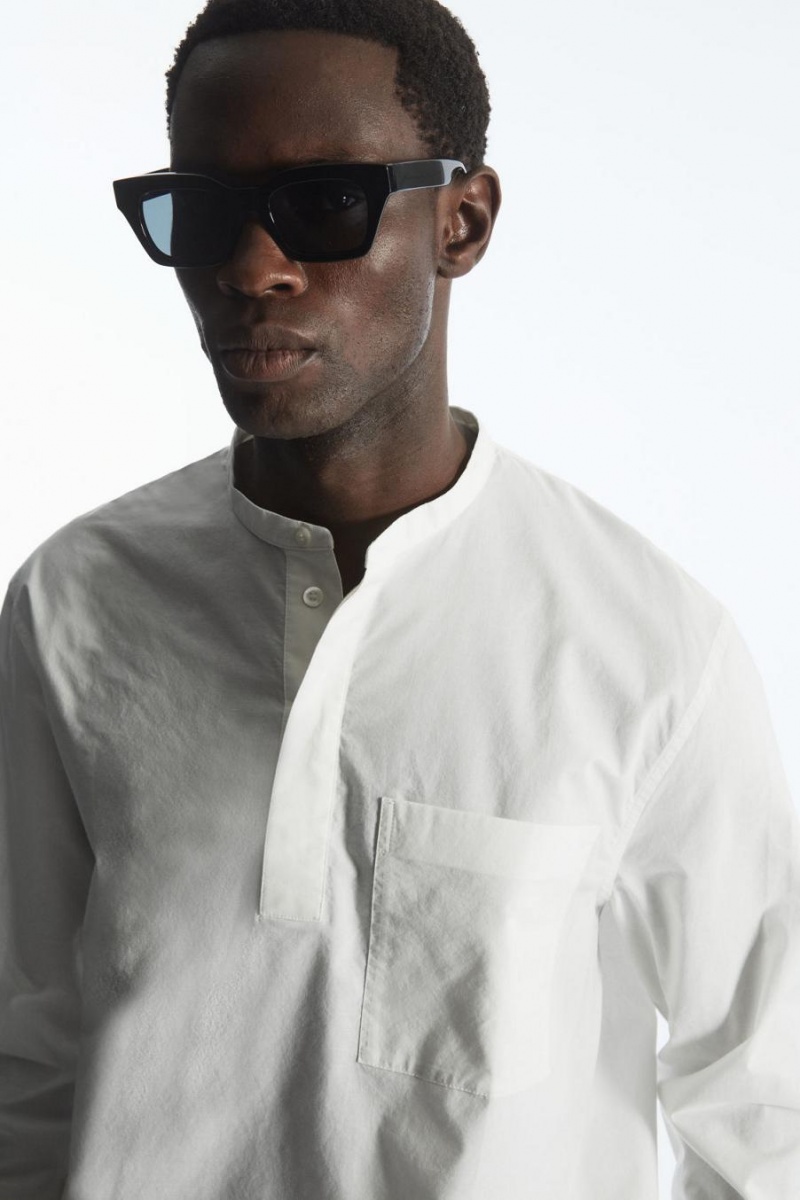 COS Grandad-collar Half-placket Ing Férfi Fehér | IXM-950263