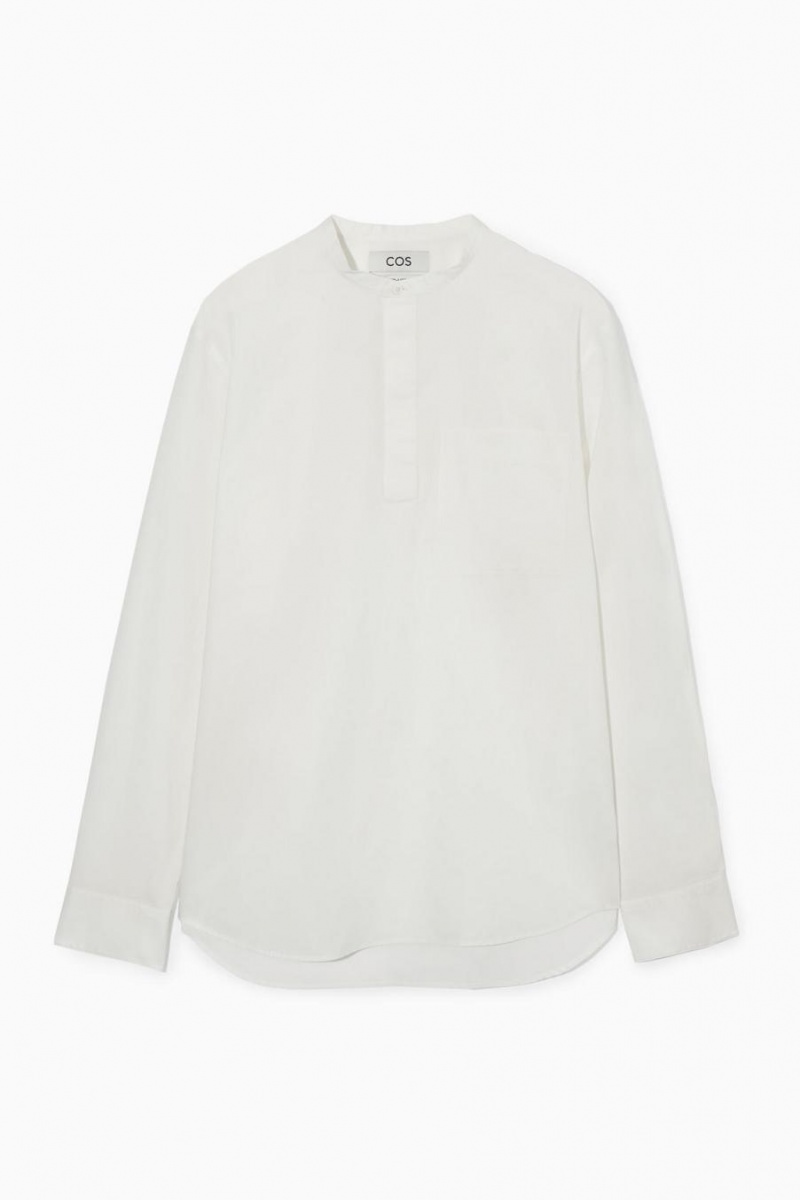 COS Grandad-collar Half-placket Ing Férfi Fehér | IXM-950263