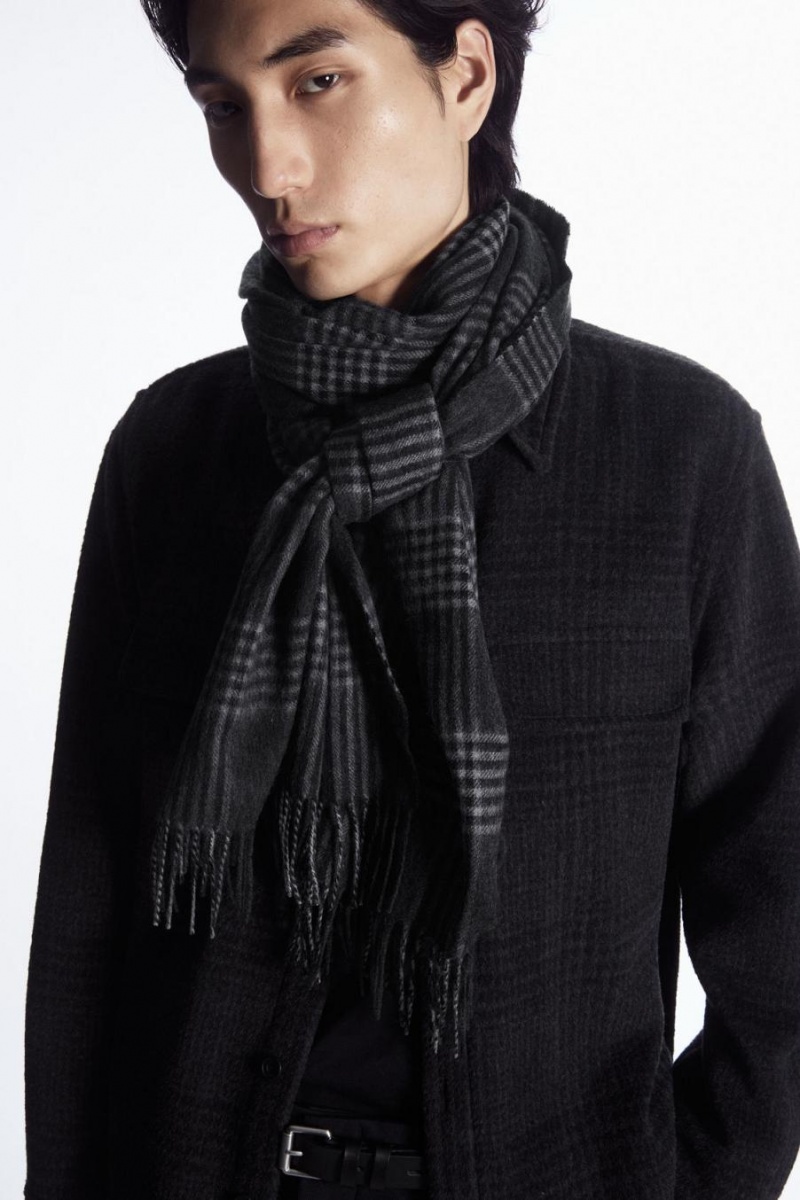 COS Gyapjú And Cashmere-blend Fringed Sál Férfi Szürke | YBL-950712