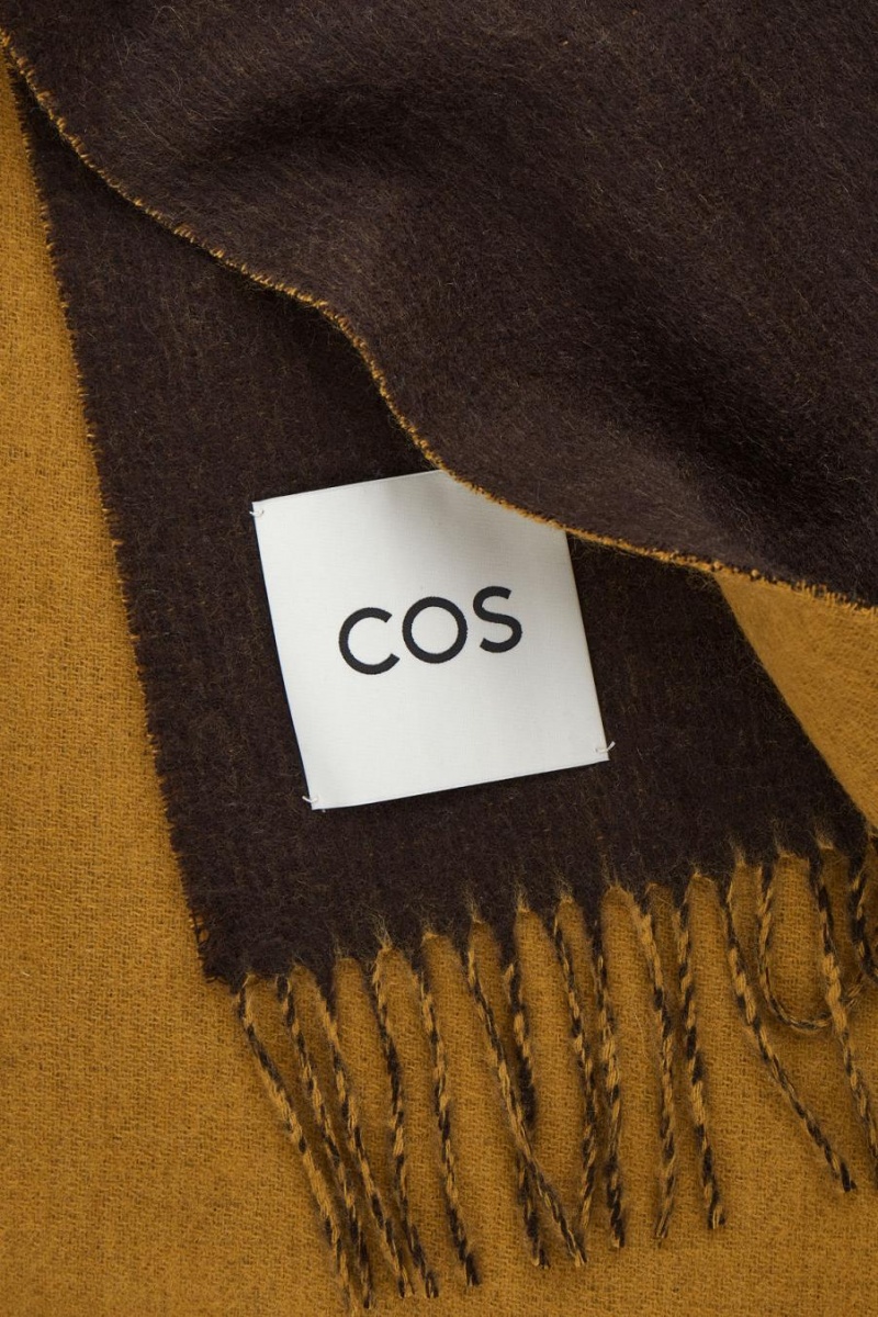 COS Gyapjú And Cashmere-blend Fringed Sál Férfi Sötétbarna | AIN-894710
