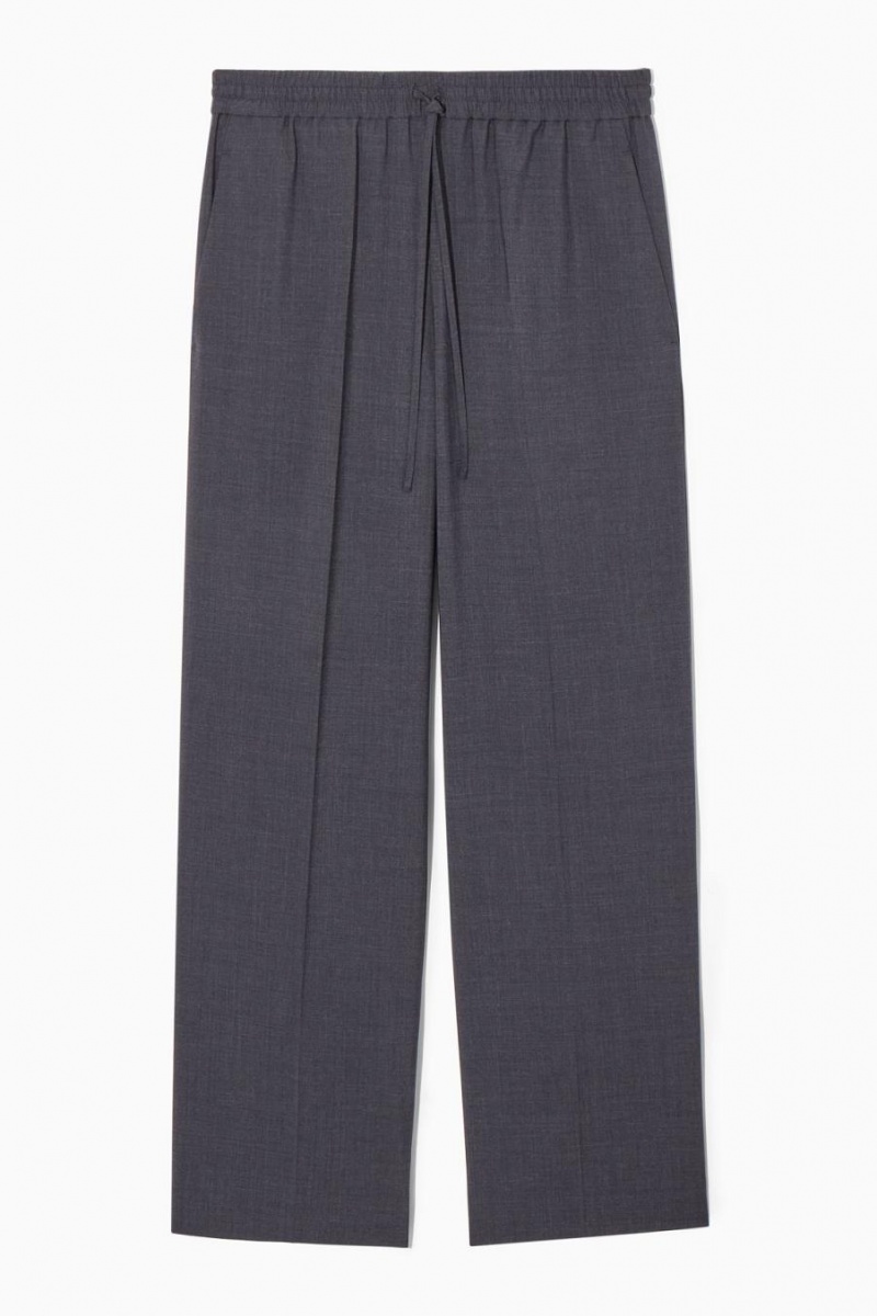 COS Gyapjú Drawstring Nadrág Női Sötétkék | YZW-482753