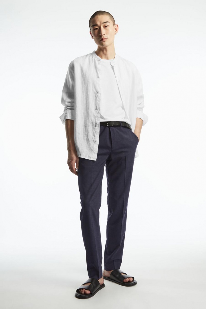COS Gyapjú Mélange - Slim Jumpers Férfi Sötétkék | ROM-143087
