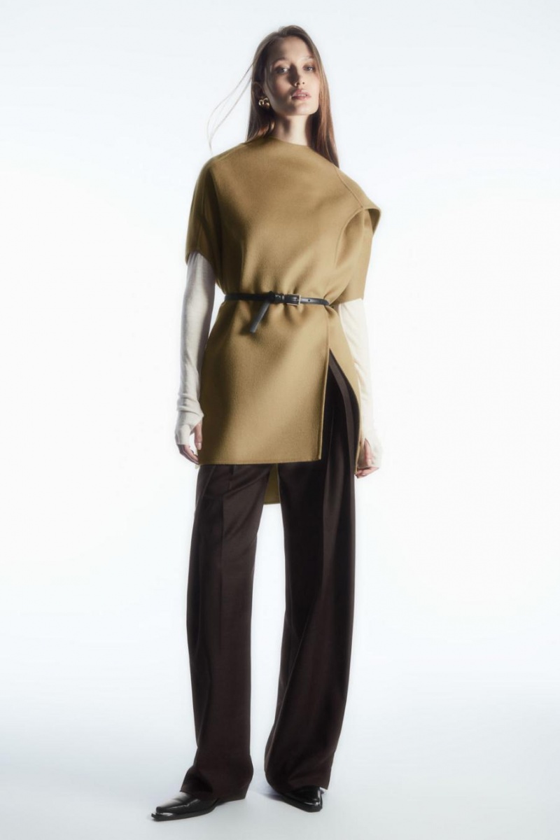 COS Gyapjú-blend Capes Női Világos Barna | XLT-910352