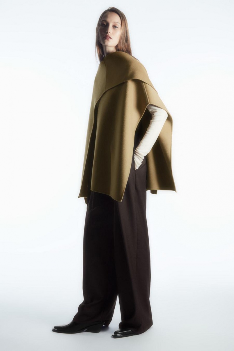 COS Gyapjú-blend Capes Női Világos Barna | XLT-910352