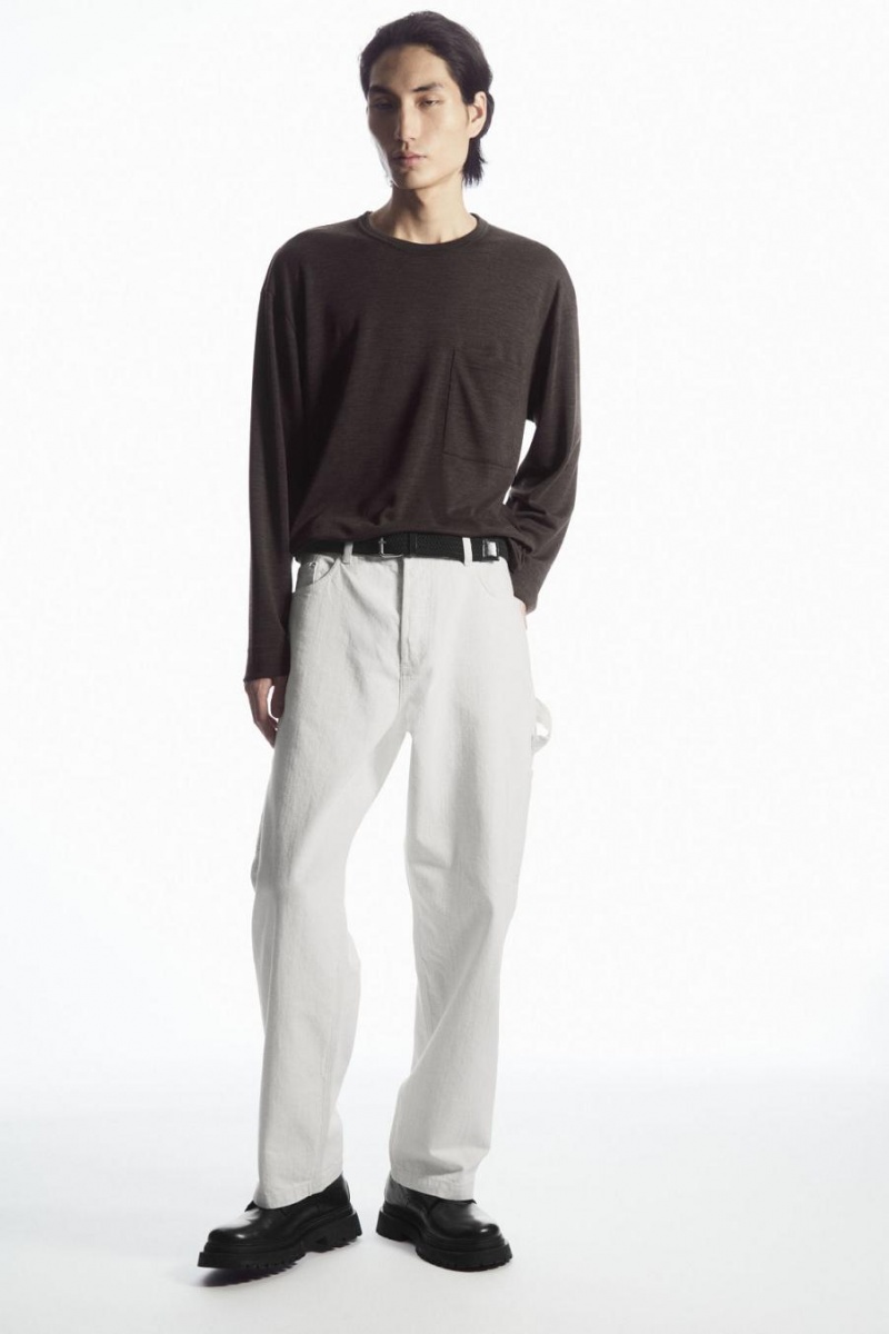 COS Gyapjú-blend Long-sleeved Póló Férfi Sötétbarna | IPK-315286