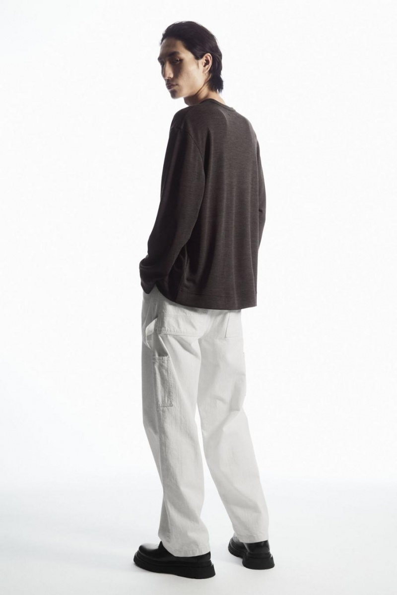 COS Gyapjú-blend Long-sleeved Póló Férfi Sötétbarna | IPK-315286