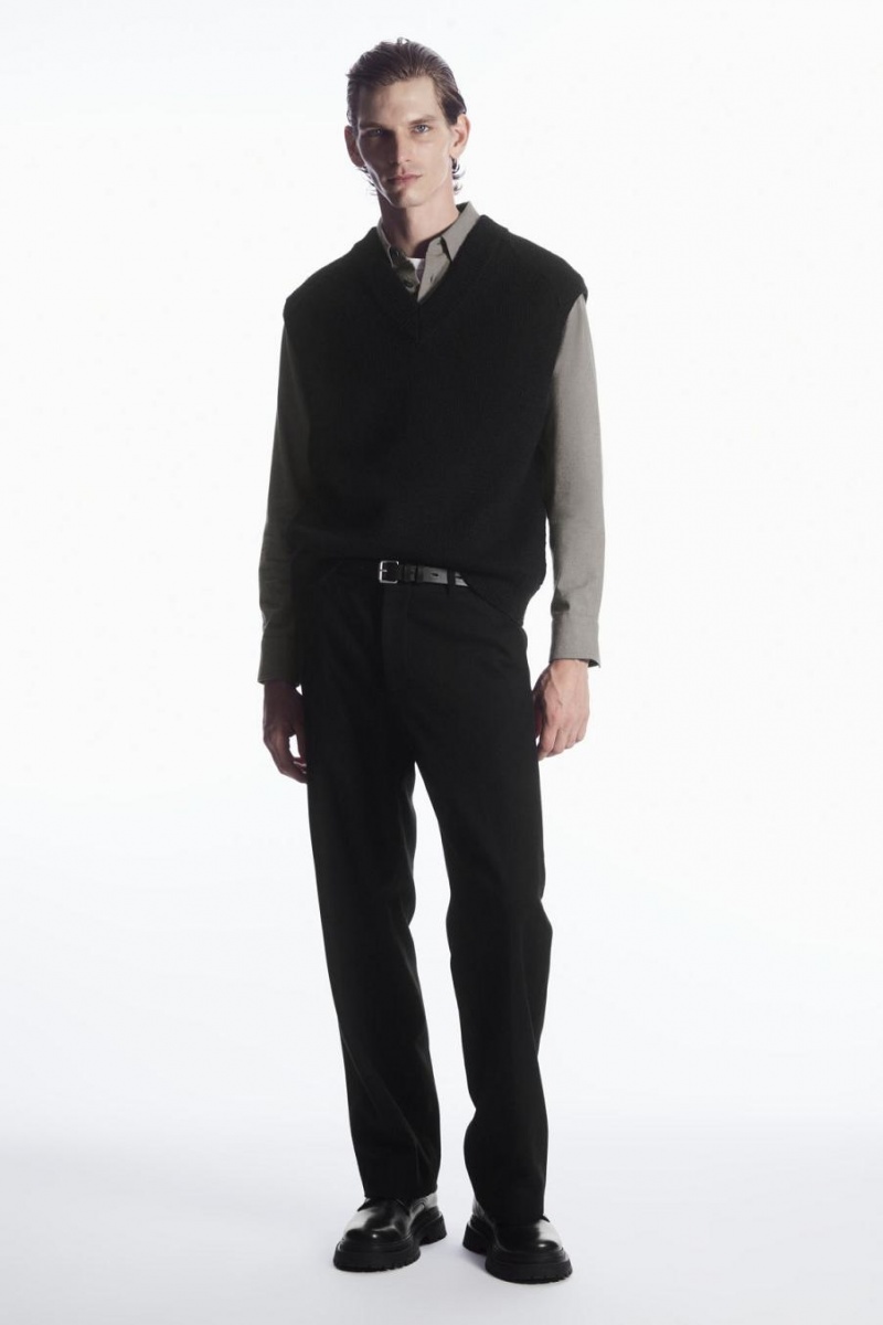 COS Gyapjú-blend Relaxed Tailored Nadrág Férfi Fekete | XOH-405682