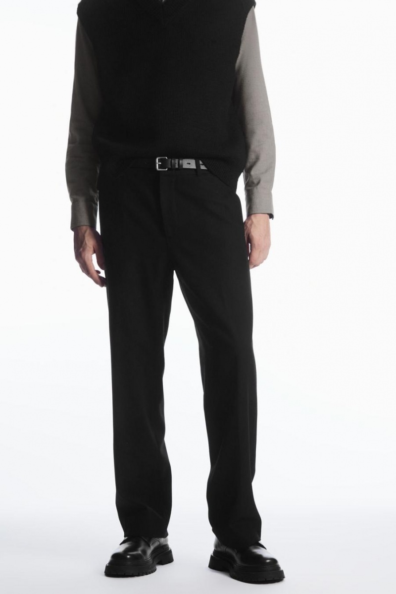 COS Gyapjú-blend Relaxed Tailored Nadrág Férfi Fekete | XOH-405682