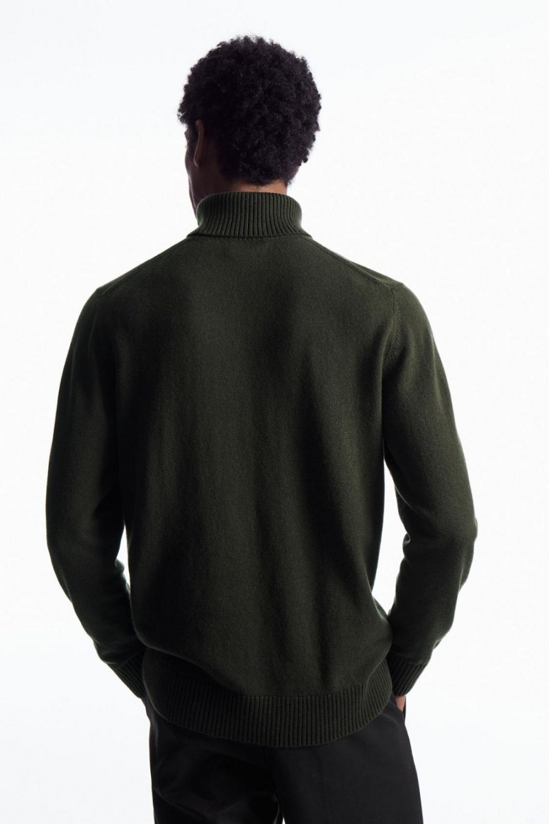 COS Gyapjú-cashmere Turtleneck Jumpers Férfi Sötétkhaki | BGZ-472568