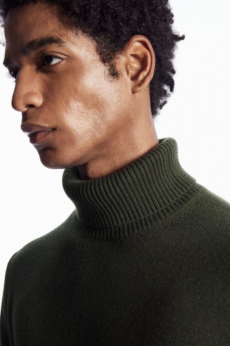 COS Gyapjú-cashmere Turtleneck Jumpers Férfi Sötétkhaki | BGZ-472568