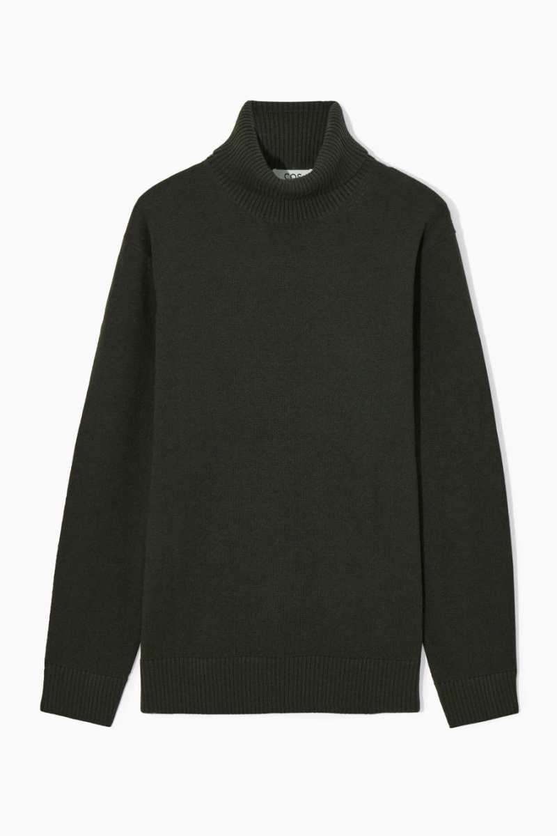 COS Gyapjú-cashmere Turtleneck Jumpers Férfi Sötétkhaki | BGZ-472568