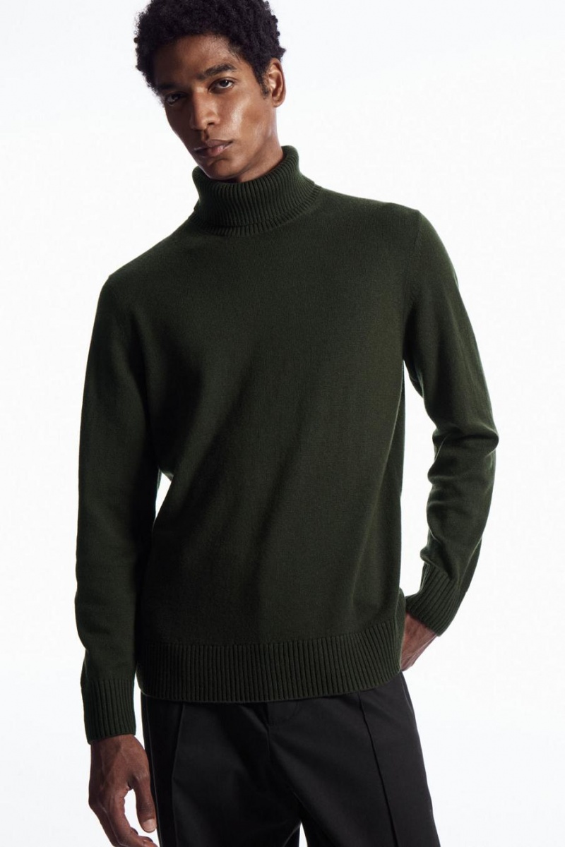 COS Gyapjú-cashmere Turtleneck Jumpers Férfi Sötétkhaki | BGZ-472568