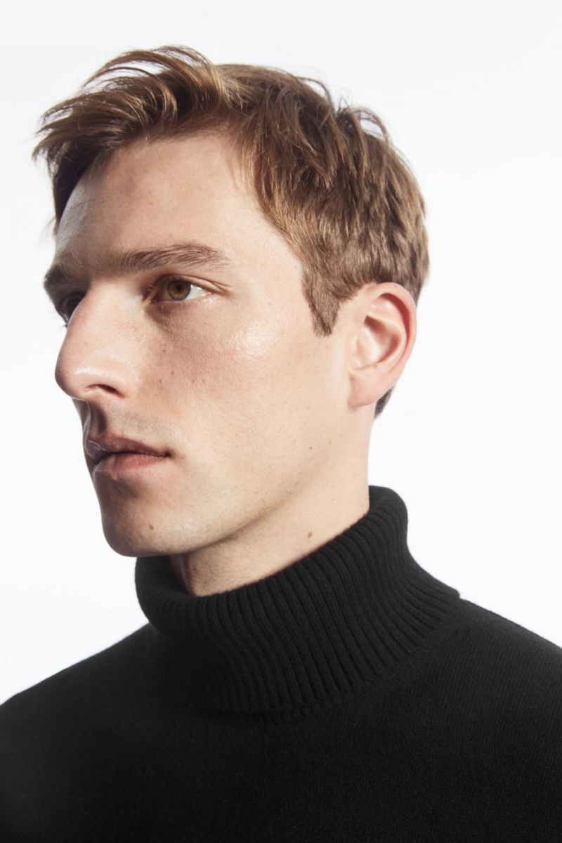 COS Gyapjú-cashmere Turtleneck Jumpers Férfi Fekete | ZQH-423957