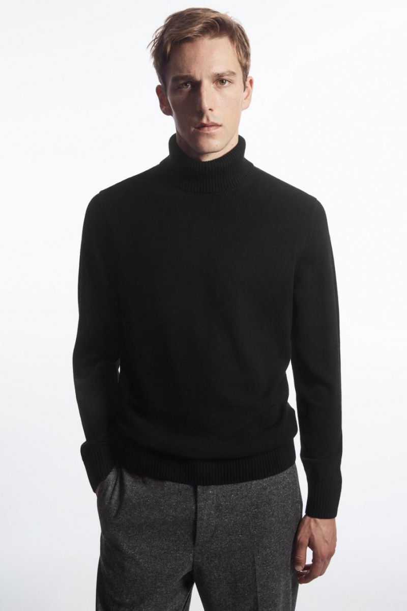 COS Gyapjú-cashmere Turtleneck Jumpers Férfi Fekete | ZQH-423957
