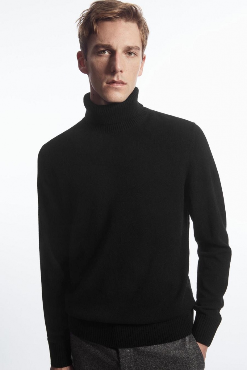 COS Gyapjú-cashmere Turtleneck Jumpers Férfi Fekete | ZQH-423957