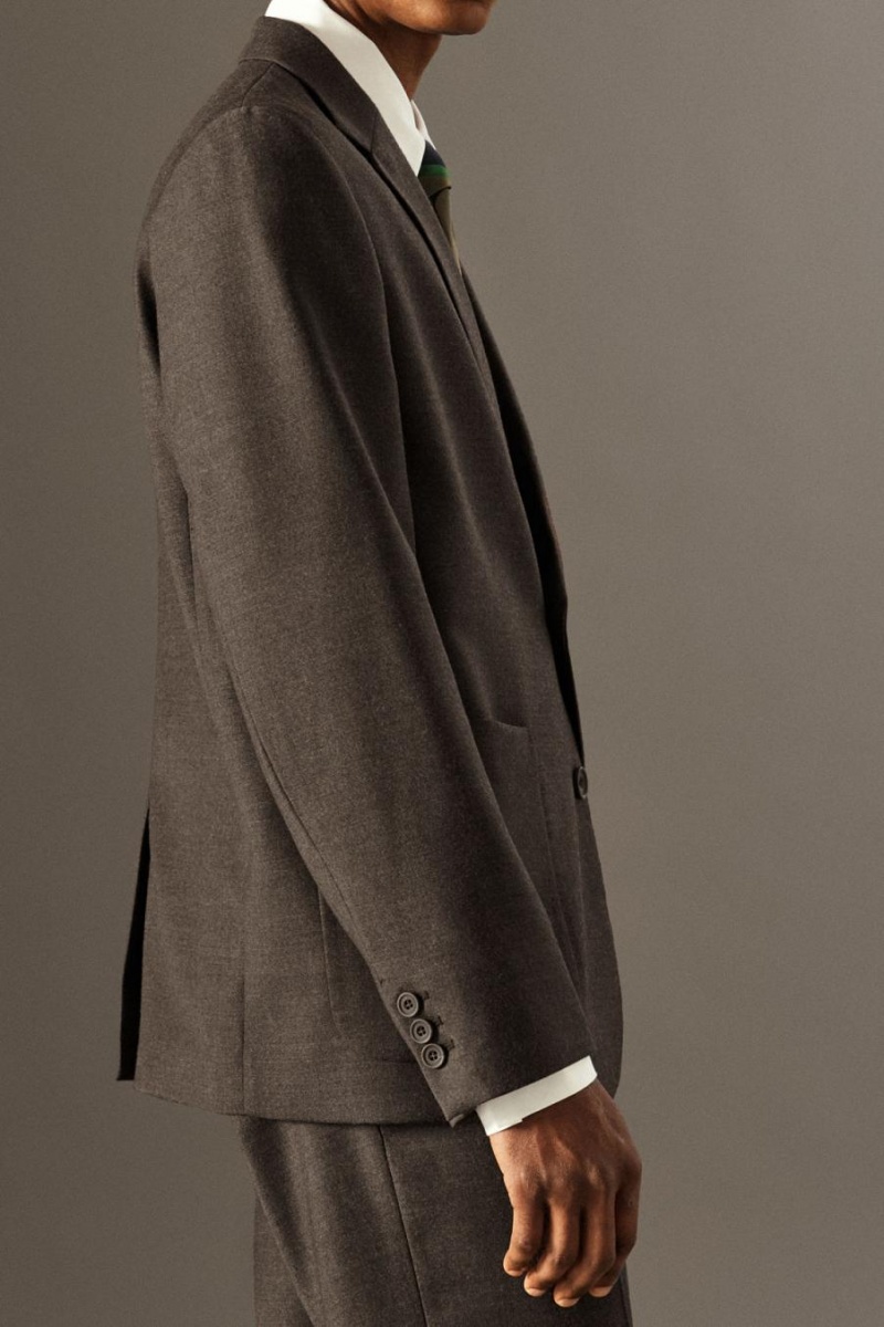 COS Gyapjú-flannel - Regular Blézer Férfi Sötétbarna | OKX-081639
