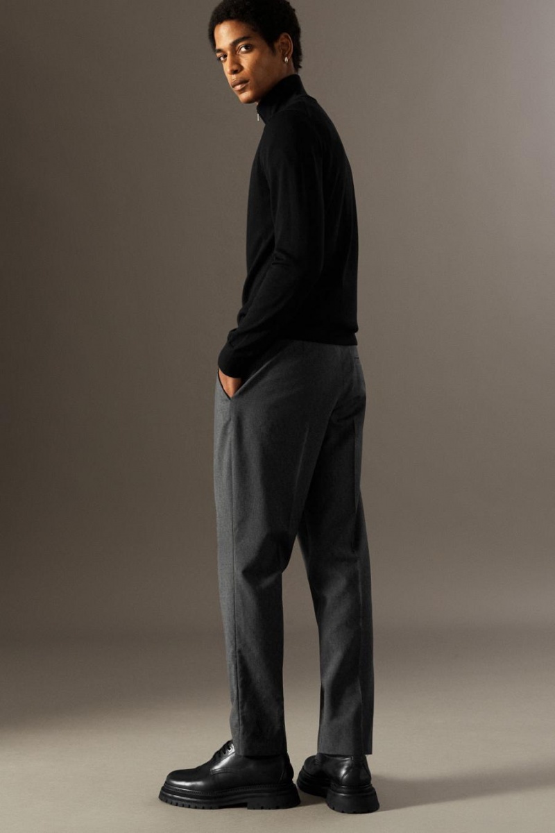COS Gyapjú-jacquard - Slim Nadrág Férfi Szürke | OQP-079145
