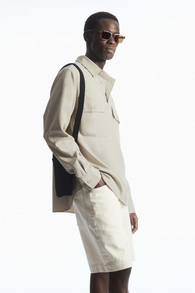 COS Half-placket Utility Ing Férfi Bézs | LNS-906374