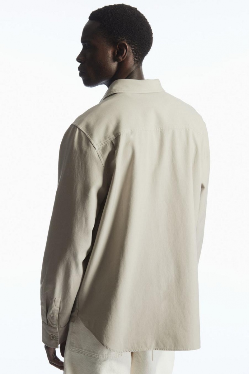 COS Half-placket Utility Ing Férfi Bézs | LNS-906374
