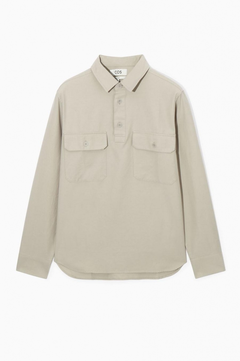 COS Half-placket Utility Ing Férfi Bézs | LNS-906374