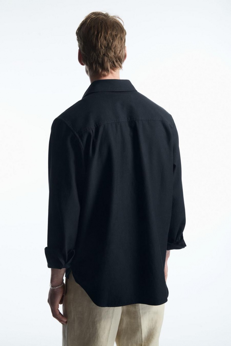 COS Half-placket Utility Ing Férfi Sötétkék | LIR-459267