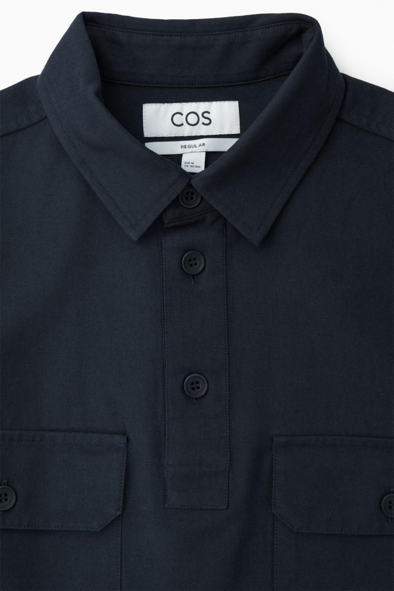 COS Half-placket Utility Ing Férfi Sötétkék | LIR-459267