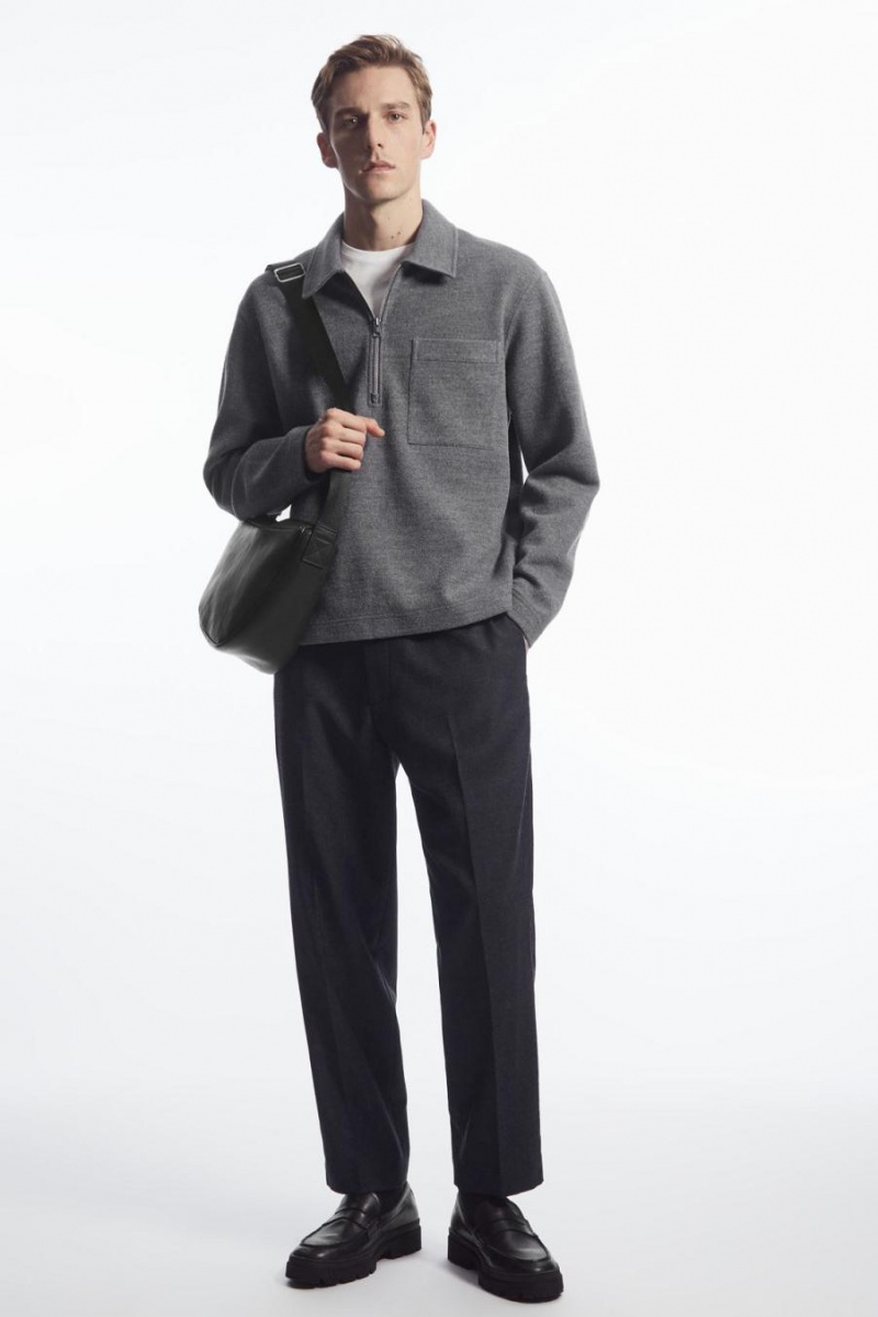COS Half-zip Gyapjú-blend Jumpers Férfi Szürke | OBE-601845