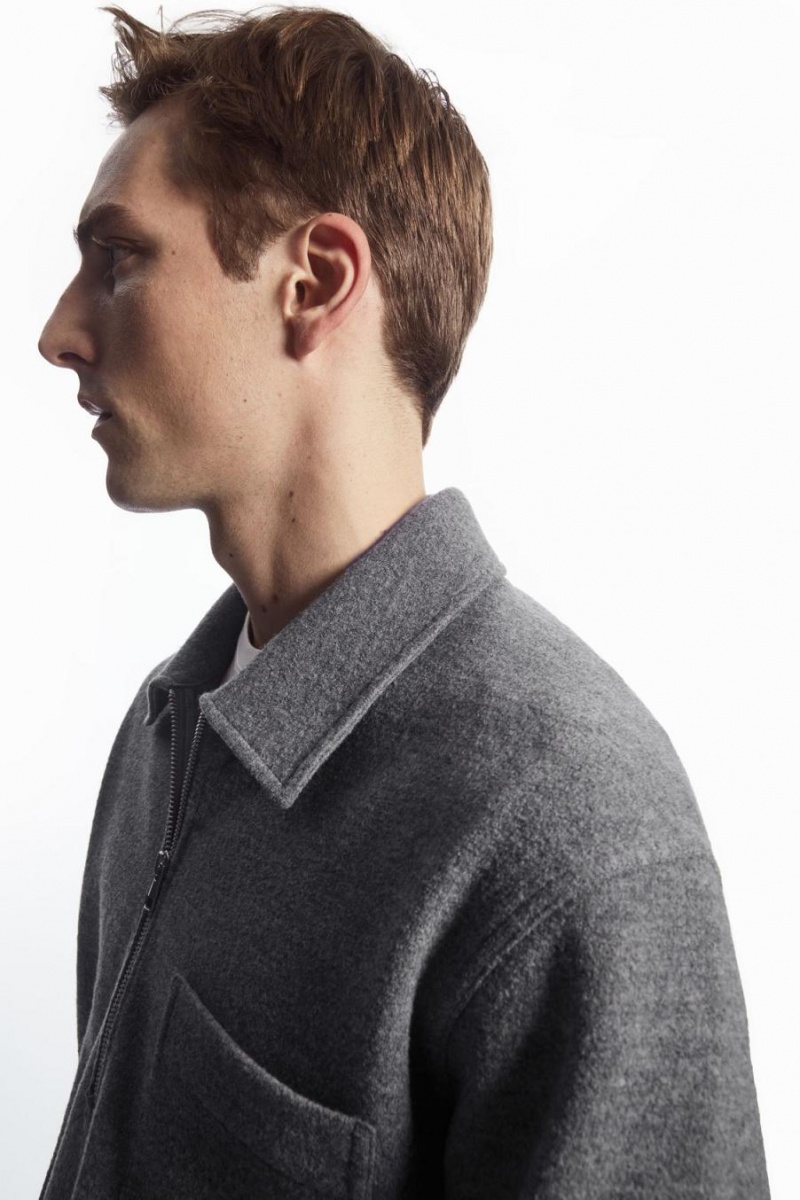 COS Half-zip Gyapjú-blend Jumpers Férfi Szürke | OBE-601845