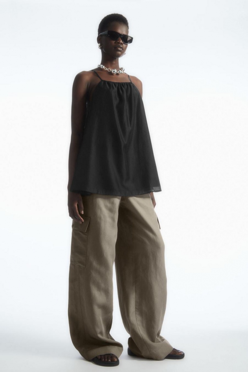 COS Halterneck Tunic-style Felső Női Fekete | AID-034267