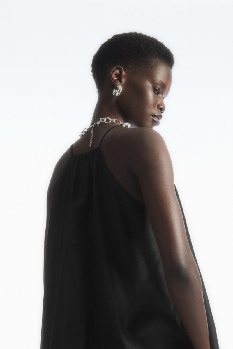 COS Halterneck Tunic-style Felső Női Fekete | AID-034267